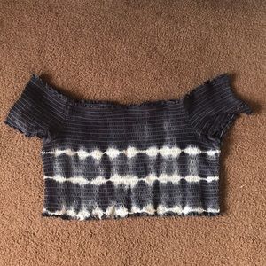 american eagle smocked tie dye off shoulder top